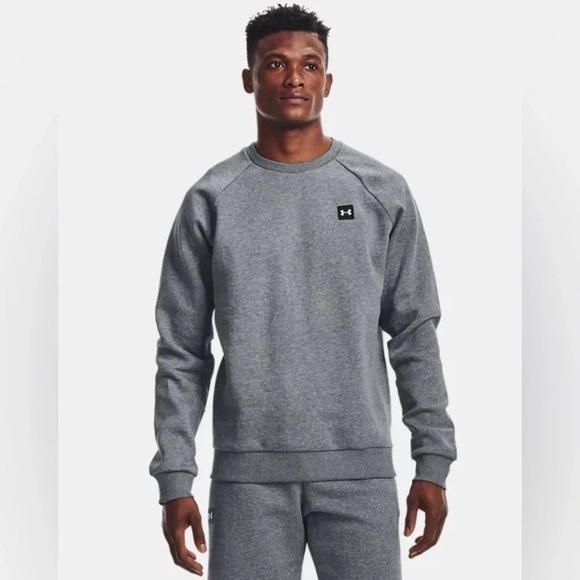 NWT Under Armour Mens Medium UA Rival Fleece Crew Sweatshirt Loose fit Gray New - Picture 1 of 4